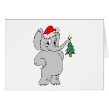 Éléphant (chapeau de Père Noël) Cartes De Vœux