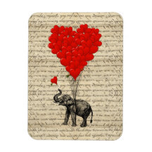 Éléphant et ballons en forme de coeur magnet en vinyle