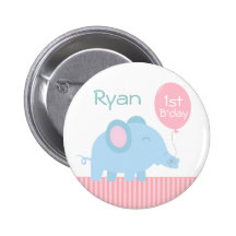 Éléphant mignon de bleus layette avec un ballon ro badges