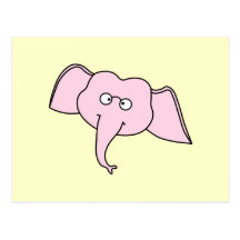 Éléphant rose avec des verres. Bande dessinée Cartes Postales