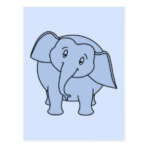 Éléphant somnolent bleu. Bande dessinée Cartes Postales