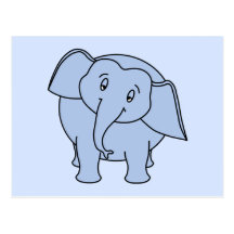 Éléphant somnolent bleu. Bande dessinée Cartes Postales