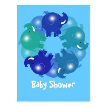 ÉLÉPHANTS DE BÉBÉ BLEUS CARTE POSTALE