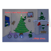 Elfes de Ninja de Père Noël Cartes De Vœux