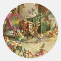 ElvesPrepare de Père Noël son Sleigh le réveillon  Adhésifs