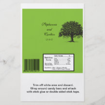 Emballage de barre mariage vert/noir d'arbre de re prospectus personnalisés
