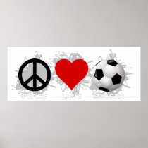 Emblème du football d'amour de paix affiches