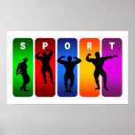 Emblème multicolore de culturisme affiche