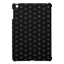 Émoticônes de geek noires/cas iPad blanc mini