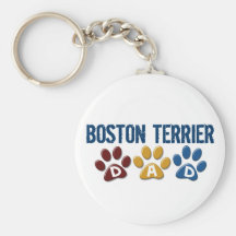 Empreinte de patte 1 de PAPA de BOSTON TERRIER Porte-clef