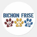 Empreinte de patte de PAPA de FRISE de BICHON Autocollant Rond
