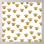 Empreintes de pattes animaux. Brown et modèle blan Poster