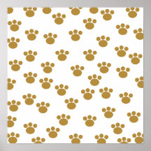 Empreintes de pattes animaux. Brown et modèle blan Poster