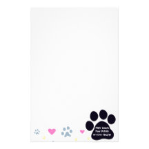 Empreintes de pattes de congé d'animaux familiers  papier à lettre customisé