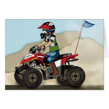 Enfant rouge et noir d'ATV Cartes De Vœux