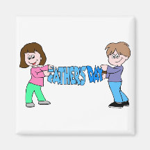 Enfants tenant la bannière de fête des pères magnets pour réfrigérateur