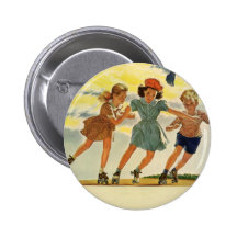 Enfants vintages, patinage de rouleau d'amusement  badge avec épingle