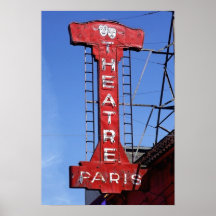 Enseigne au néon de théâtre de Paris Posters
