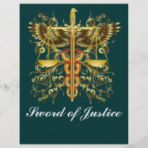 Épée de loi d'événement de thème de justice tract personnalisé