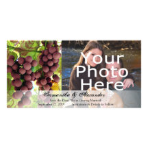 Épouser pourpre/vert de vignoble élégant de raisin cartes de vœux avec photo