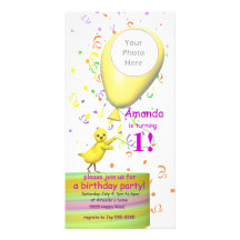 ęr Ballon de jaune d'invitation de poulet de fête  Cartes Avec Photo