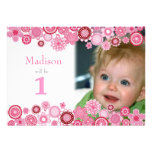 ęr Carte photo rose d'invitation de partie d'anniv