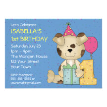 Ęr chiot personnalisable d'anniversaire cartons d'invitation
