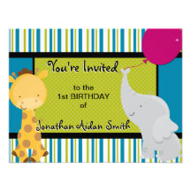 ęr Invitation d'anniversaire - animaux colorés de 