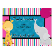 ęr Invitation d'anniversaire - animaux colorés de 
