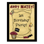 ęr Invitations de pirate d'anniversaire Cartes Postales
