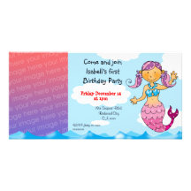?ère partie de fille de sirène d'anniversaire pers cartes de vœux avec photo