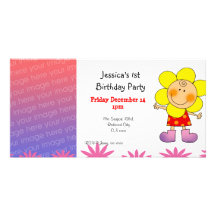 ?ères invitations de partie de fille d'anniversair cartes de vœux avec photo