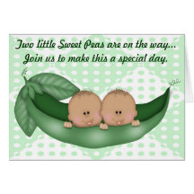 Erwt van het Baby shower van tweelingen de Groene  Kaarten