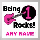 Étant roches 1 ! avec la guitare rose poster
