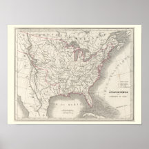 Etats-Unis de l'Amerique du Nord - carte historiqu Posters