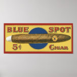 Étiquette bleu de cigare de tache poster