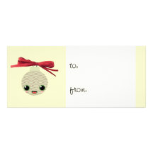 étiquette de cadeau de kawaii d'arbre de boule motif pour double carte