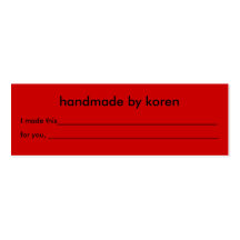 étiquette de cadeau de Main-lavage seulement Carte De Visite