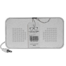Étiquette masculine de geek haut-parleurs iPod