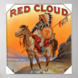 Étiquette rouge de cigare de nuage posters