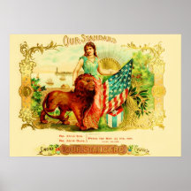 Étiquette vintage de boîte à cigares affiche
