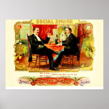 Étiquette vintage de boîte à cigares affiche