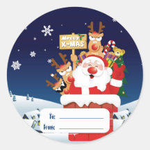 Étiquettes de cadeau de Noël de Père Noël d'amusem Autocollants