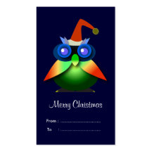 Étiquettes de cadeau de Noël : Un hibou mignon Modèles De Cartes De Visite