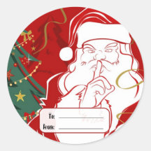 Étiquettes Shushing de Noël du père noël Adhésifs Ronds