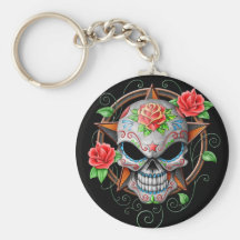 Étoile de crâne de sucre, noire porte-clefs