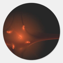 Étoile rouge de fractale autocollant rond
