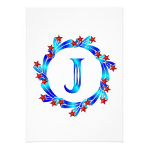 Étoiles bleues de rouge de monogramme de la lettre bristols personnalisés