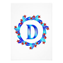 Étoiles bleues de rouge de monogramme de la lettre faire-parts