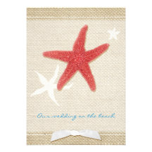 Étoiles de mer rouges + Invitations de mariage de 